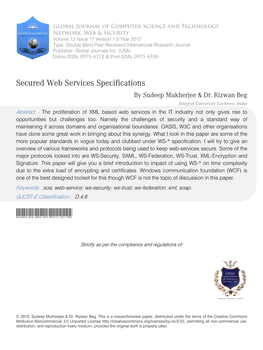 Secured Web Services Specifications by Sudeep Mukherjee & Dr