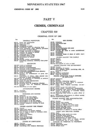 Part V Crimes, Criminals
