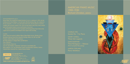 AMERICAN PIANO MUSIC 1900-1930 Richard Zimdars, Piano