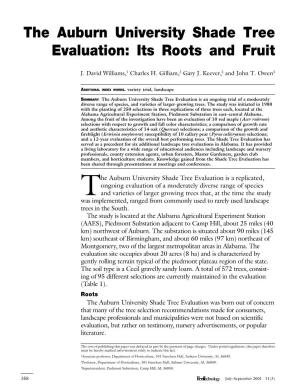 The Auburn University Shade Tree Evaluation: Its Roots and Fruit