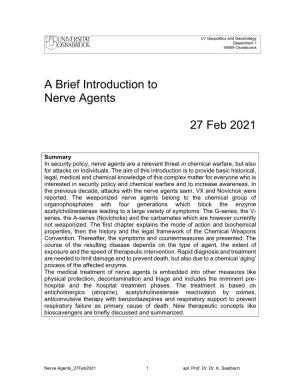 A Brief Introduction to Nerve Agents 27 Feb 2021