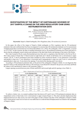 Investigation of the Impact of Earthquake Noveber of 2017