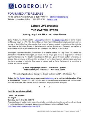 Lobero LIVE Presents the CAPITOL STEPS Monday, May 7 at 8 PM at the Lobero Theatre