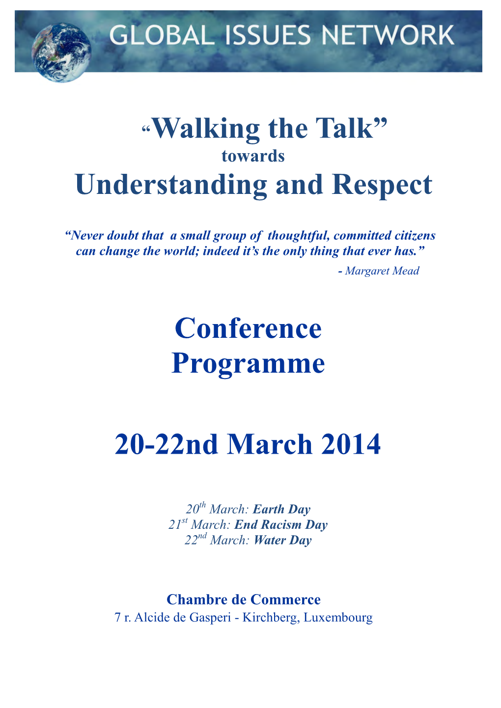 Understanding and Respect Conference Programme 20-22Nd