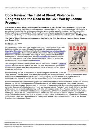 LSE Review of Books: Book Review: the Field of Blood: Violence in Congress and the Road to the Civil War by Joanne Freeman Page 1 of 3