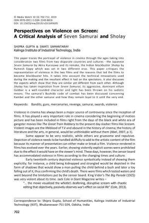 Perspectives on Violence on Screen a Critical Analysis Of