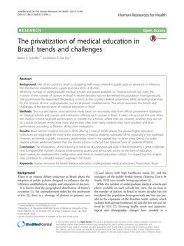 The Privatization of Medical Education in Brazil: Trends and Challenges Mário C