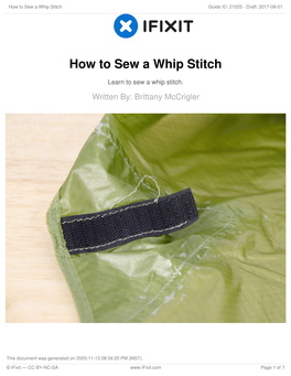 How to Sew a Whip Stitch Guide ID: 21025 - Draft: 2017-08-01