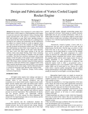 Design and Fabrication of Vortex Cooled Liquid Rocket Engine