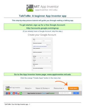 Talktome: a Beginner App Inventor App