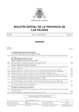 Boletín Oficial De La Provincia De Las Palmas