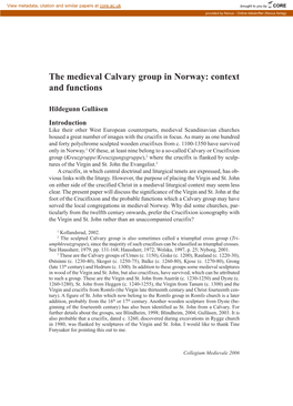 The Medieval Calvary Group in Norway: Context and Functions