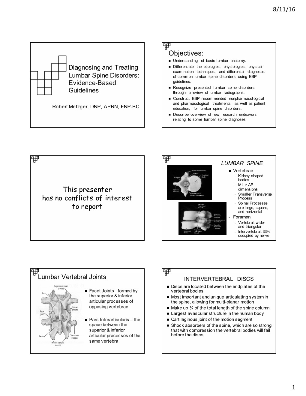 Diagnosing and Treating Lumbar Spine Disorders