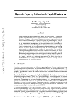 Dynamic Capacity Estimation in Hopfield Networks