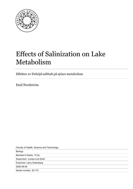 Effects of Salinization on Lake Metabolism