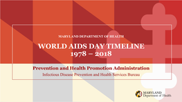 World Aids Day Timeline 1978 – 2018