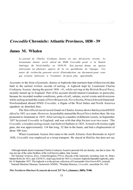 Crocodilechronicle: Atlantic Provinces, 1838