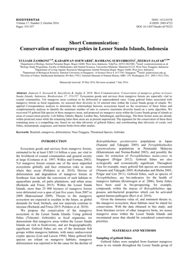 Conservation of Mangrove Gobies in Lesser Sunda Islands, Indonesia