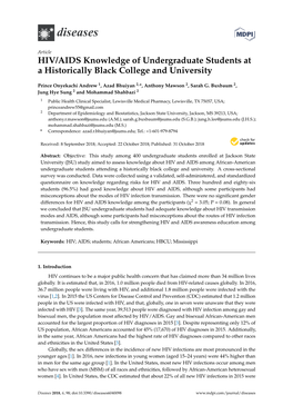 HIV/AIDS Knowledge of Undergraduate Students at a Historically Black College and University