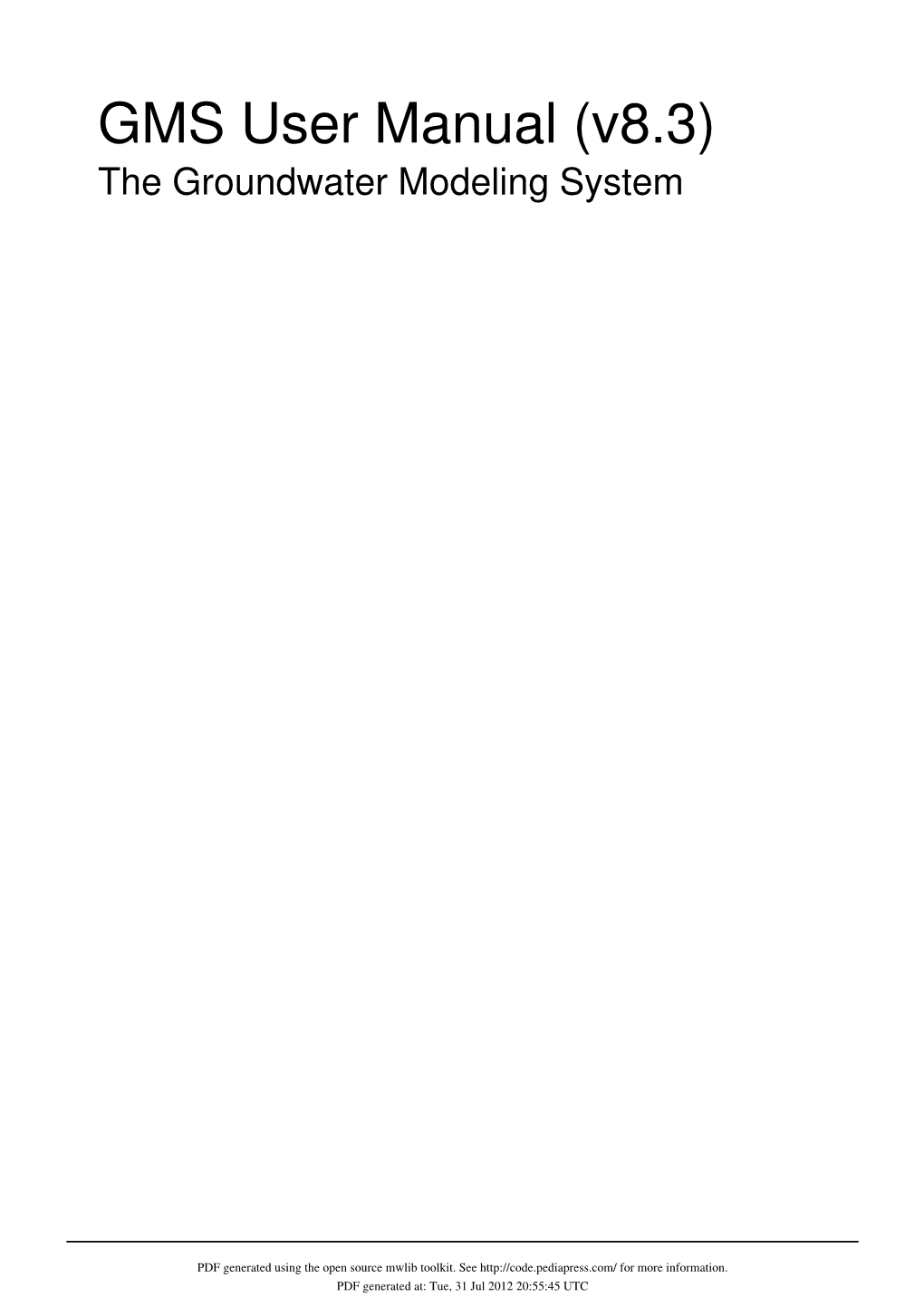 GMS User Manual (V8.3) the Groundwater Modeling System