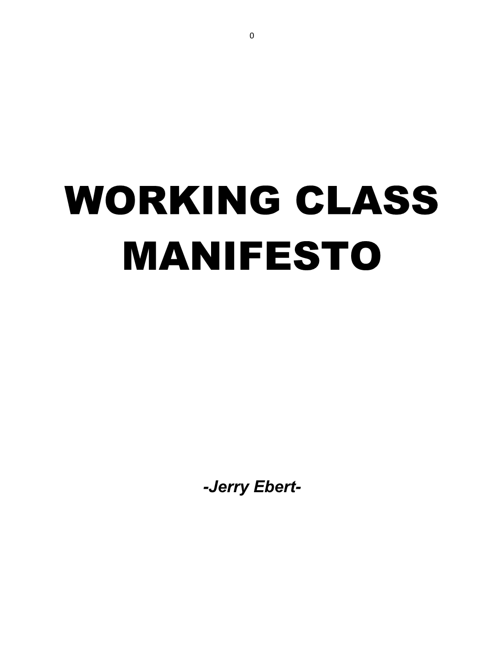 Working Class Manifesto