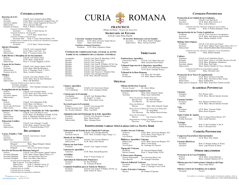 CURIA ROMANA Secretario S.E.R