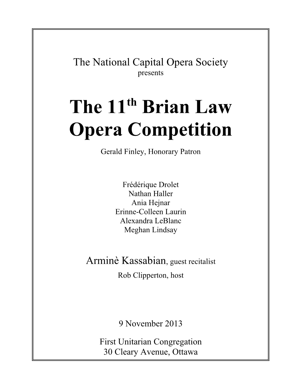 Brian Law Opera Competition Program