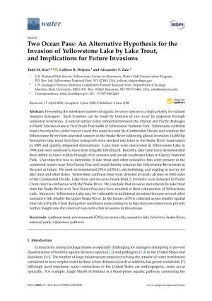 An Alternative Hypothesis for the Invasion of Yellowstone Lake by Lake Trout, and Implications for Future Invasions