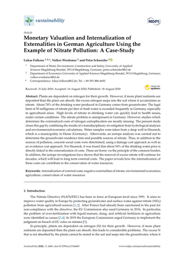 Monetary Valuation and Internalization of Externalities in German Agriculture Using the Example of Nitrate Pollution: a Case-Study