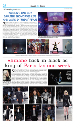 Slimane Back in Black As King of Paris Fashion Week