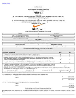 NIKE, Inc . (Exact Name of Registrant As Specified in Its Charter)