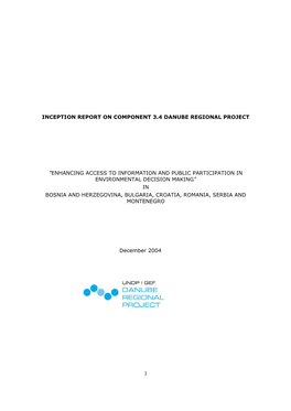 Inception Report on Component 3.4 Danube Regional Project