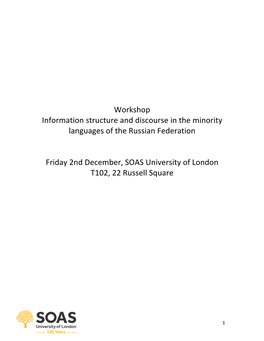 Workshop Information Structure and Discourse in the Minority Languages of the Russian Federation
