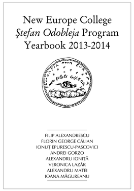 New Europe College Ştefan Odobleja Program Yearbook 2013-2014
