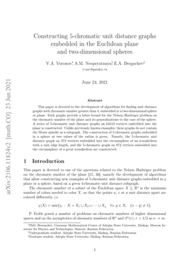Constructing 5-Chromatic Unit Distance Graphs Embedded in the Euclidean Plane and Two-Dimensional Spheres