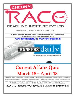 Current Affairs Quiz March 18 ‒ April 18