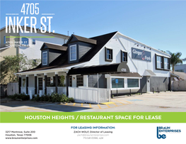 Houston Heights / Restaurant Space for Lease