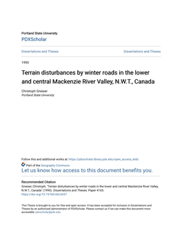 Terrain Disturbances by Winter Roads in the Lower and Central Mackenzie River Valley, N.W.T., Canada