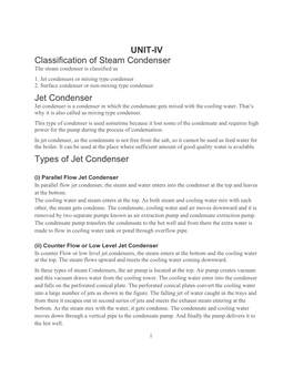 UNIT-IV Classification of Steam Condenser Jet