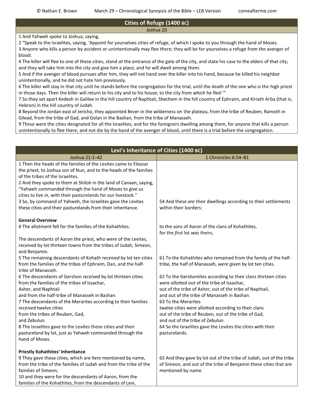 088 March 29 Chronological Synopsis of the Bible