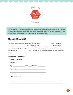 Sample Nanny Contract Is Designed for General Informational Purposes Only