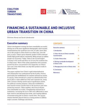 Financing a Sustainable and Inclusive Urban Transition in China