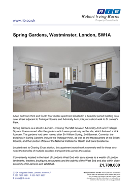 Spring Gardens, Westminster, London, SW1A