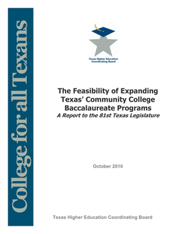 The Feasibility of Expanding Texas' Community College Baccalaureate
