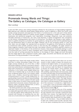 Promenade Among Words and Things: the Gallery As Catalogue, the Catalogue As Gallery