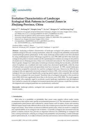 Evolution Characteristics of Landscape Ecological Risk Patterns in Coastal Zones in Zhejiang Province, China