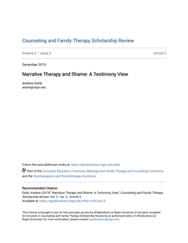 Narrative Therapy and Shame: a Testimony View