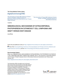 Immunological Mechanisms of Extracorporeal Photopheresis in Cutaneous T Cell Lymphoma and Graft Versus Host Disease