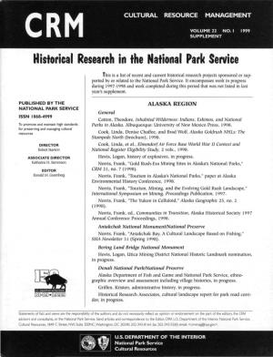 Historical Research in the National Park Service
