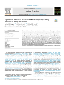 Experienced Individuals Influence the Thermoregulatory Fanning Behaviour